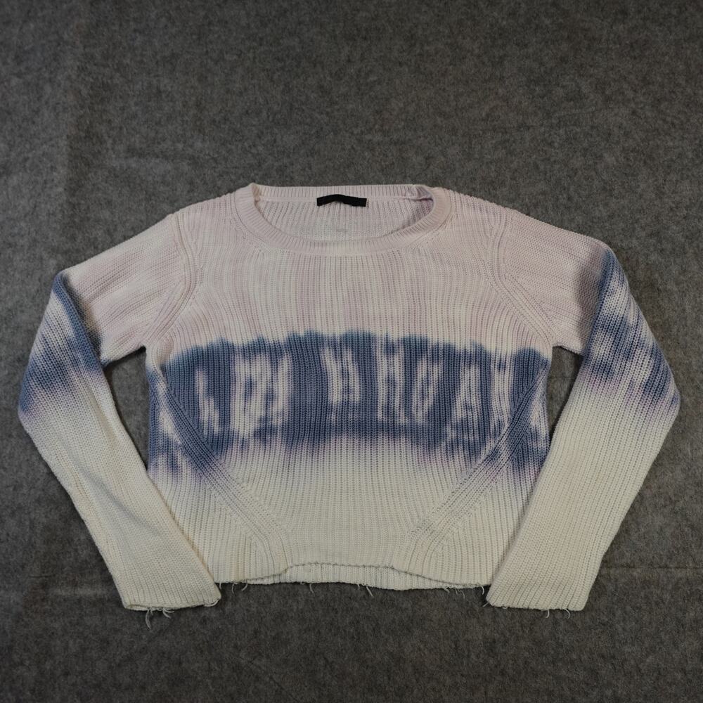Raff Sweater Womens Medium Crew Neck Pullover Jumper Knit Tie Dye Cropped